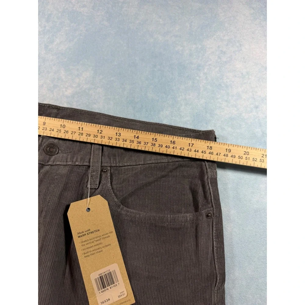 Levi's 514 Straight Corduroy Pants Mens 36x34 Grey NWT Warp Stretch MSRP $60